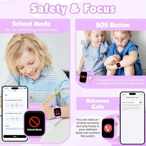 MOKAST Kids Smart Watch Toys for Boys Girls – Children Watch for Kids 4-12 Years Touch Screen Watches with 15 Games Video Camera Music Player Alarm School Mode Education Birthday Gifts (4G Pink) in Kuwait