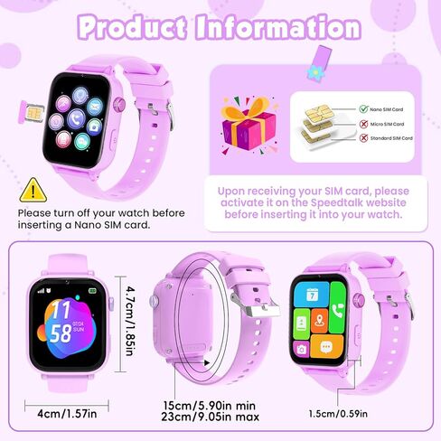 MOKAST Kids Smart Watch Toys for Boys Girls – Children Watch for Kids 4-12 Years Touch Screen Watches with 15 Games Video Camera Music Player Alarm School Mode Education Birthday Gifts (4G Pink) in Kuwait