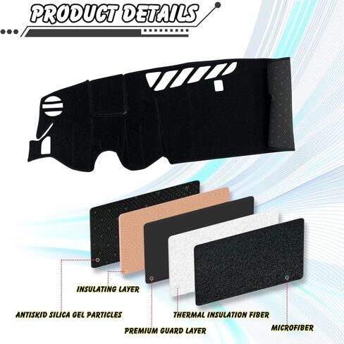 غطاء لوحة القيادة غير قابل للانزلاق، غطاء لوحة القيادة، غطاء وحدة التحكم المركزية مناسب حسب الطلب، وسادة حماية من الشمس متوافقة مع وسادة ملحقات Chevy شيفروليه كامارو RS 2016 2017 2018-2024 (زخرفة سوداء) in Saudi Arabia