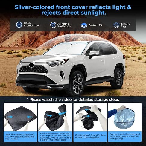 Car Side Window Cover Sun Shade Windshield Compatible with RAV4 2019-2025 Accessories Car Side Full Windows Sunshade Kit for Privacy Protection Napping Camping Sun Blockers Visor Cool Foldable 8PCS in Kuwait