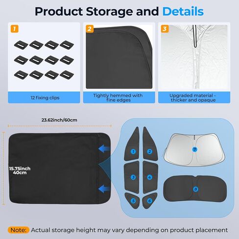 Car Side Window Cover Sun Shade Windshield Compatible with RAV4 2019-2025 Accessories Car Side Full Windows Sunshade Kit for Privacy Protection Napping Camping Sun Blockers Visor Cool Foldable 8PCS in Saudi Arabia