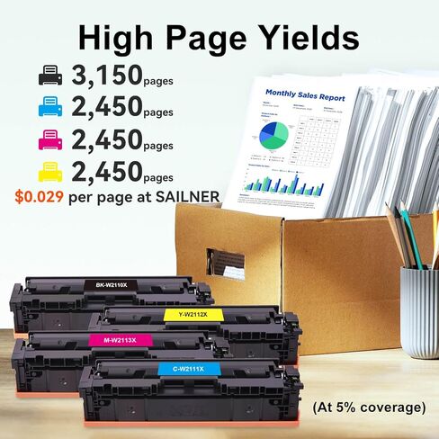 Compatible 206X 206A Toner Cartridges 4 Pack High Yield for HP Color LaserJet Pro MFP M283 M283cdw M283fdw M283fdn M255nw M255dw M282nw Printer (with Chip - Black Cyan Yellow Magenta) in Kuwait