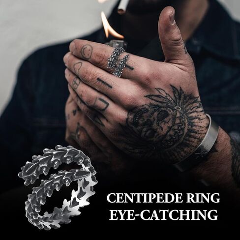 Vintage Centipede Ring for Men Women Stainless Steel Gothic Punk Ring Jewelry Unisex Statement Cosplay Halloween Rings Size 8/9/10/11/12/13 in Kuwait