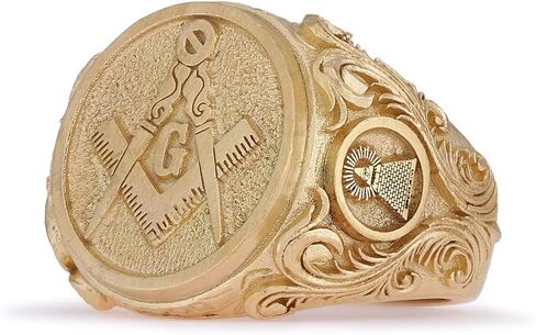 Blue Lodge Masonic Ring With Motif, Freemason Statement Ring, Custom Masonic Ring for Men, Master Mason Signet Ring, Freemasonry Ring in Kuwait