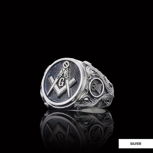 Blue Lodge Masonic Ring With Motif, Freemason Statement Ring, Custom Masonic Ring for Men, Master Mason Signet Ring, Freemasonry Ring in Kuwait