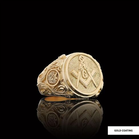 Blue Lodge Masonic Ring With Motif, Freemason Statement Ring, Custom Masonic Ring for Men, Master Mason Signet Ring, Freemasonry Ring in Kuwait