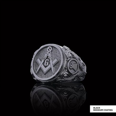 Blue Lodge Masonic Ring With Motif, Freemason Statement Ring, Custom Masonic Ring for Men, Master Mason Signet Ring, Freemasonry Ring in Kuwait