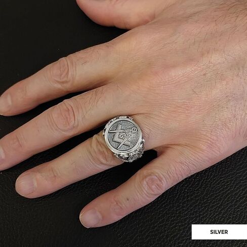 Blue Lodge Masonic Ring With Motif, Freemason Statement Ring, Custom Masonic Ring for Men, Master Mason Signet Ring, Freemasonry Ring in Kuwait