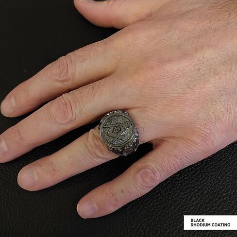 Blue Lodge Masonic Ring With Motif, Freemason Statement Ring, Custom Masonic Ring for Men, Master Mason Signet Ring, Freemasonry Ring in Kuwait