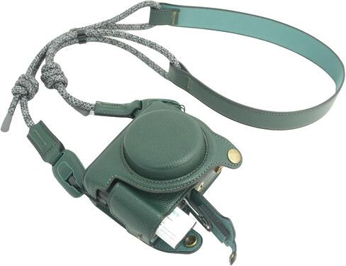 for Sony rx100 case,for Sony rx100 vi case,dsc-rx100 Mark ii,dsc-rx100 iii,dsc-rx100 iv,dsc-rx100 v RX100 vii m6 5a m3 Protective Leather Camera Case Bag with Camera Shoulder Strap (green) in Kuwait