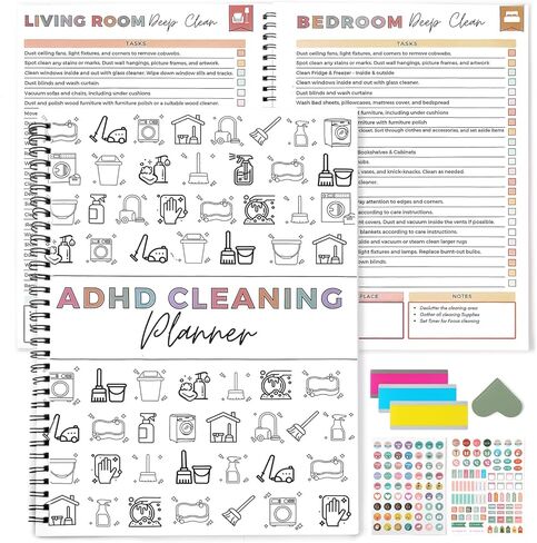 ADHD Cleaning Planner for Adults Women – Cleaning Schedule and Checklist Organizer with Guided Reading Strips and Bookmark, Daily Weekly Monthly Household Cleaning Planner in Kuwait