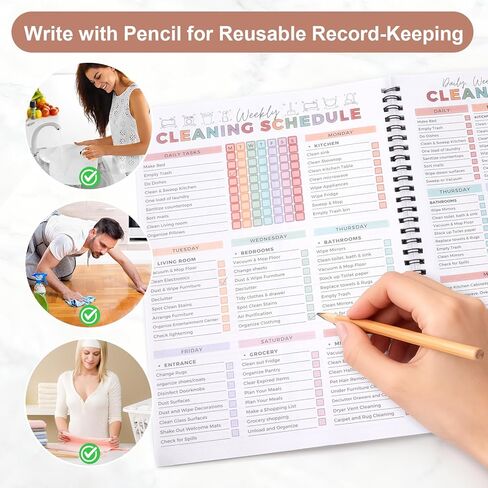 ADHD Cleaning Planner for Adults Women – Cleaning Schedule and Checklist Organizer with Guided Reading Strips and Bookmark, Daily Weekly Monthly Household Cleaning Planner in Kuwait