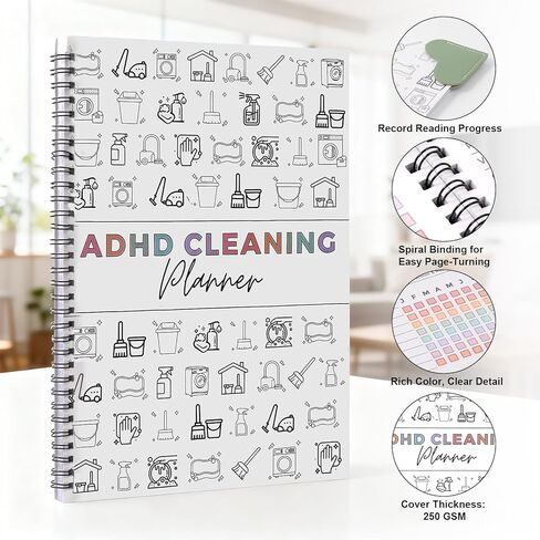 ADHD Cleaning Planner for Adults Women – Cleaning Schedule and Checklist Organizer with Guided Reading Strips and Bookmark, Daily Weekly Monthly Household Cleaning Planner in Kuwait