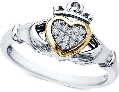 خاتم وعد قلب كلاداغ من الفضة الإسترليني المطلية بالذهب عيار 14 قيراطًا لها in Kuwait