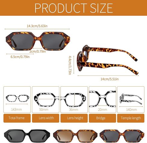 JATEBI 3 Pack Retro Polarized Hexagon Sunglasses for Women Men UV400 Trendy Rectangle Sun Glasses 70s 80s 90s Shades in Kuwait