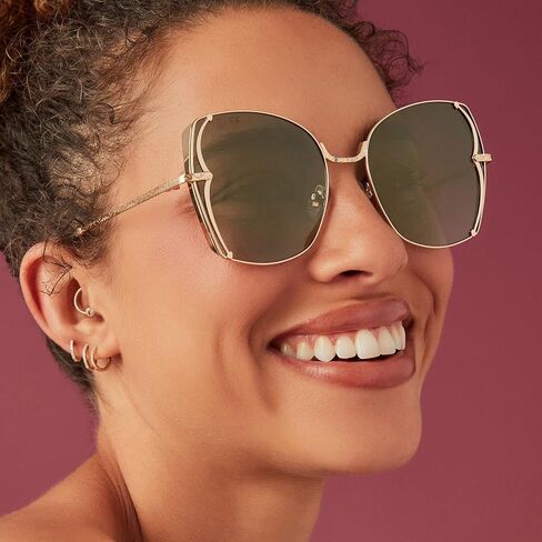 DIFF | Disney Princess Sunglasses Tiana Oversized Wire Sunglasses for Women | UV400 Polarized Protection | Gold + Green Gradient w/Light Gold Flash in Saudi Arabia