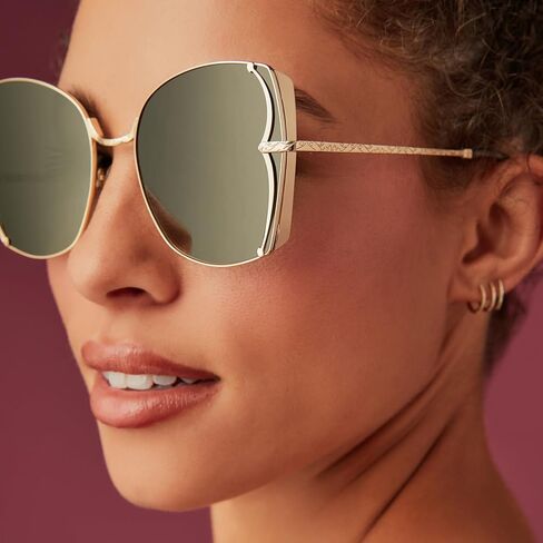 DIFF | Disney Princess Sunglasses Tiana Oversized Wire Sunglasses for Women | UV400 Polarized Protection | Gold + Green Gradient w/Light Gold Flash in Saudi Arabia
