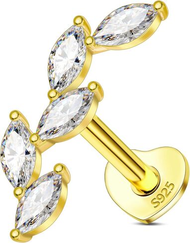 COCHARM 14K مطلية بالذهب الغضروف أقراط 925 فضة اللولب أقراط للنساء داخليا موضوع أقراط مسطحة الظهر in Saudi Arabia