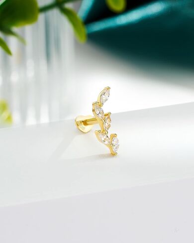 COCHARM 14K مطلية بالذهب الغضروف أقراط 925 فضة اللولب أقراط للنساء داخليا موضوع أقراط مسطحة الظهر in Saudi Arabia