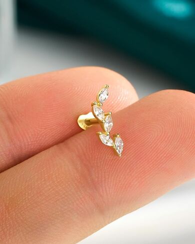 COCHARM 14K مطلية بالذهب الغضروف أقراط 925 فضة اللولب أقراط للنساء داخليا موضوع أقراط مسطحة الظهر in Saudi Arabia