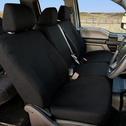 Front 40/20/40 Heavy-Duty Oxford Fabric Seat Covers for Ford F150 XLT Lariat 2014 F250 F350 F450 F550 XLT Lariat 2015-2021 Split Bench with Center Console-Black in Kuwait