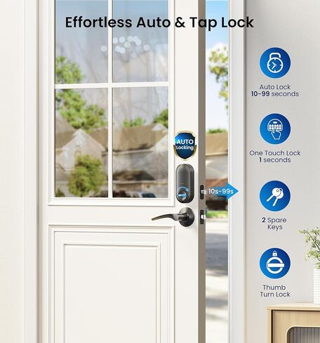 Veise Keyless Entry Door Lock with 2 Lever Handles - Electronic Keypad Deadbolt, Auto Lock, Back Lit & Easy Installation Design, Front Door Handle Sets, Oil Rubbed Bronze in Saudi Arabia