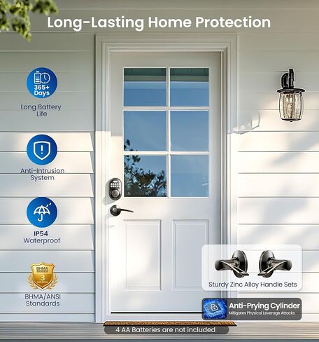 Veise Keyless Entry Door Lock with 2 Lever Handles - Electronic Keypad Deadbolt, Auto Lock, Back Lit & Easy Installation Design, Front Door Handle Sets, Oil Rubbed Bronze in Saudi Arabia