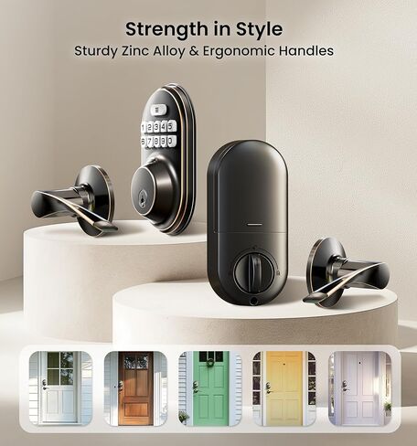 Veise Keyless Entry Door Lock with 2 Lever Handles - Electronic Keypad Deadbolt, Auto Lock, Back Lit & Easy Installation Design, Front Door Handle Sets, Oil Rubbed Bronze in Saudi Arabia