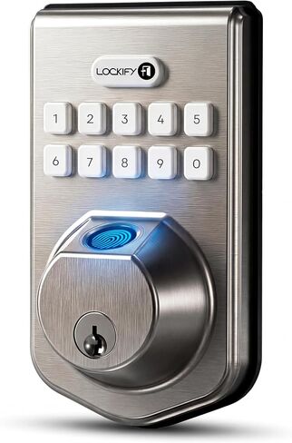 Fingerprint Door Lock with Keypad, Keyless Entry Door Lock, Smart Deadbolt, Front Door Lock, Auto Lock, Keypad & Physical Key, Easy DIY Installation, Fast Fingerprint Unlock, Satin Nickel in Saudi Arabia