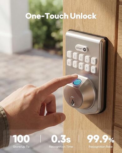Fingerprint Door Lock with Keypad, Keyless Entry Door Lock, Smart Deadbolt, Front Door Lock, Auto Lock, Keypad & Physical Key, Easy DIY Installation, Fast Fingerprint Unlock, Satin Nickel in Saudi Arabia