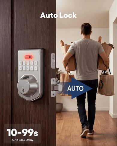 Fingerprint Door Lock with Keypad, Keyless Entry Door Lock, Smart Deadbolt, Front Door Lock, Auto Lock, Keypad & Physical Key, Easy DIY Installation, Fast Fingerprint Unlock, Satin Nickel in Saudi Arabia