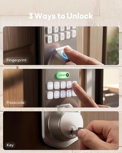 Fingerprint Door Lock with Keypad, Keyless Entry Door Lock, Smart Deadbolt, Front Door Lock, Auto Lock, Keypad & Physical Key, Easy DIY Installation, Fast Fingerprint Unlock, Satin Nickel in Saudi Arabia
