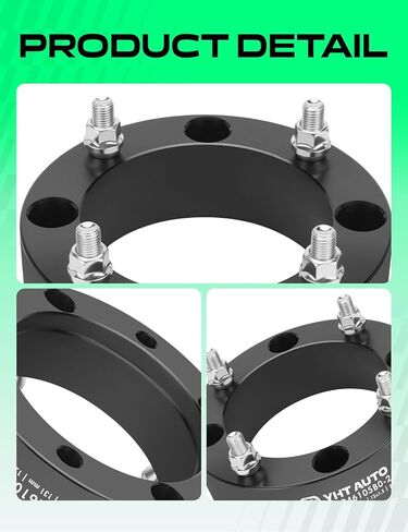 YHTAUTO 4x156mm Wheel Spacers 2 inch Fits Polaris Models: Ranger, Ranger Crew, Ranger Crew XP, RZR, Forged Tire Spacers 2 inch with M12x1.5 Studs 131mm Center Bore, Not Hubcentric, 2PCS, Black in Kuwait