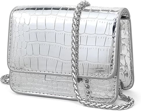 Metallic Mini Purse for Women, Elegant Crossbody Bag with Chain Strap, Perfect for Night Parties & Evening Outfits in Saudi Arabia