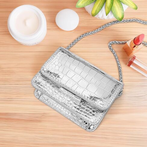Metallic Mini Purse for Women, Elegant Crossbody Bag with Chain Strap, Perfect for Night Parties & Evening Outfits in Saudi Arabia