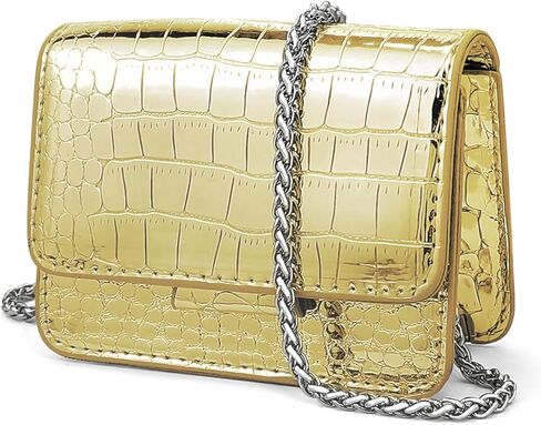 Metallic Mini Purse for Women, Elegant Crossbody Bag with Chain Strap, Perfect for Night Parties & Evening Outfits in Saudi Arabia