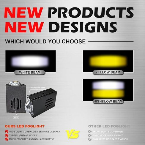مجموعة مصابيح بروجيكتور شبكية LED عالمية أبيض/أصفر ثنائي اللون 16000LM 160 وات مع مروحة تبريد لشاحنة فورد SUV SVT ATV ​​UTV دراجة نارية 12 فولت/24 فولت in Kuwait