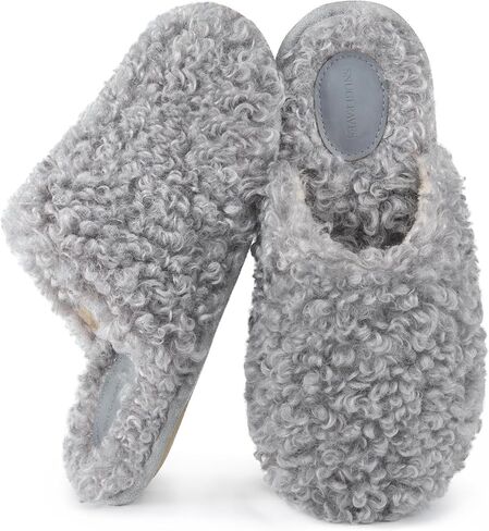 شباشب نسائية من Snug Leafs مصنوعة من الصوف الصناعي المجعد والفروي اللطيف سهلة الارتداء للاستخدام الداخلي والخارجي أحذية منزلية من إسفنج الذاكرة in Kuwait