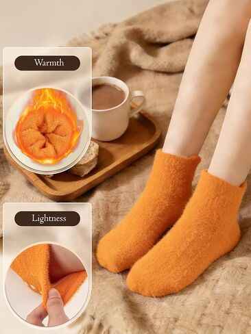10 Pairs Non Slip Fuzzy Ankle Socks for Women With Grips Winter Warm Cozy Fluffy Hospital Slipper Socks in Saudi Arabia