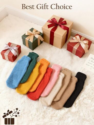 10 Pairs Non Slip Fuzzy Ankle Socks for Women With Grips Winter Warm Cozy Fluffy Hospital Slipper Socks in Saudi Arabia
