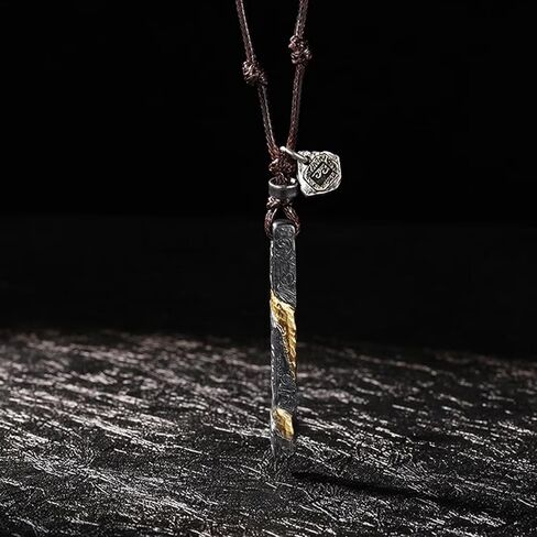 رجل شخصية شريط قلادة الشمع حبل قلادة - اليدوية منقوشة سحر مضفر الجلود الحبل قابل للتعديل قلادة مجوهرات هدية للأب الزوج صديقها in Kuwait