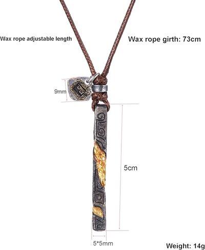 رجل شخصية شريط قلادة الشمع حبل قلادة - اليدوية منقوشة سحر مضفر الجلود الحبل قابل للتعديل قلادة مجوهرات هدية للأب الزوج صديقها in Kuwait