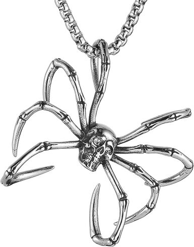 HZMAN Skull Necklace for Men Biker Stainless Steel Heavy Metal Gothic Skull Head Pendant Halloween Jewelry in Saudi Arabia