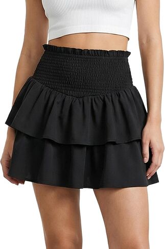 CUPSHE Women’s Mini Skirts Smocked High Waist Tiered Ruffle Summer Casual in Saudi Arabia