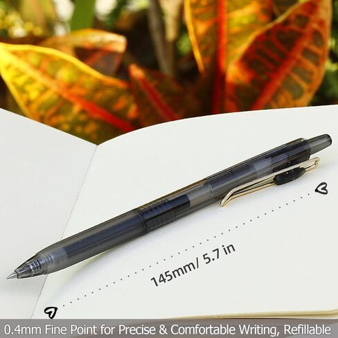 Smooth Writing Black Gel Pens - 0.4mm Fine Point for Precise & Comfortable Writing, Refillable & Long-Lasting Ink, Pack of 8 in Saudi Arabia