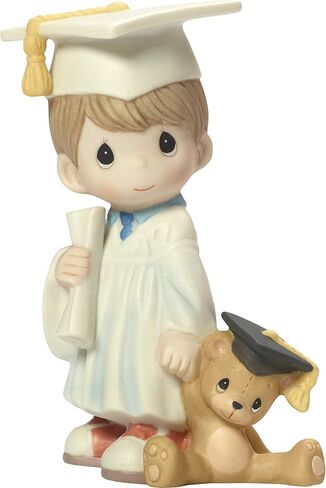 Precious Moments Little Girl Graduate Figurine | I Did It Graduation Girl with Teddy Bear Bisque Porcelain | Kindergarten Graduation Gift in Saudi Arabia