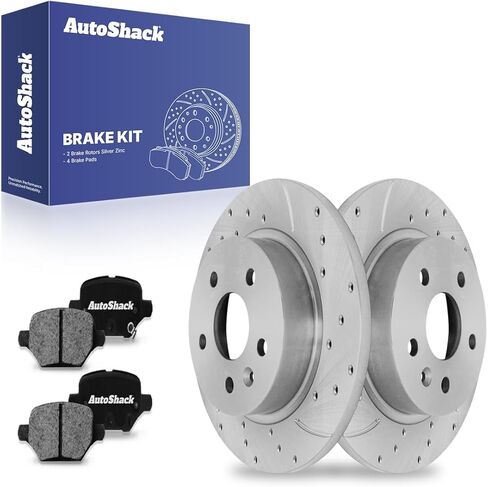 AutoShack Rear Solid Brake Rotors + Ceramic Pads 6-PC Brake Kit Replacement for 2018-2022 Chevrolet Trax 2018-2022 Buick Encore 10.55" (268 mm) in Saudi Arabia