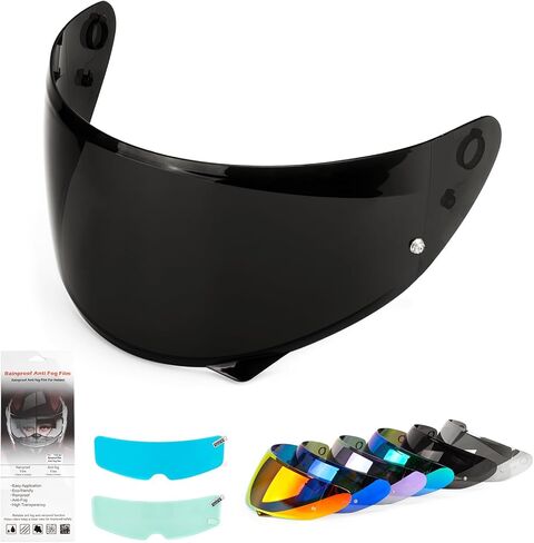 XINGWU Motorcycle Helmet Visor Replacement for Tinted C10 Helmet Visor with Anti-fog Rainproof Film UV Protection Face Shield (Deep Black) in Saudi Arabia