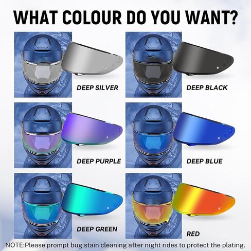 XINGWU Motorcycle Helmet Visor Replacement for Tinted C10 Helmet Visor with Anti-fog Rainproof Film UV Protection Face Shield (Deep Black) in Saudi Arabia