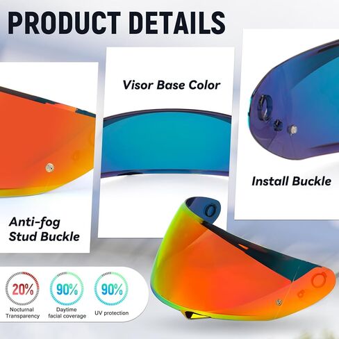 XINGWU Motorcycle Helmet Visor Replacement for Tinted C10 Helmet Visor with Anti-fog Rainproof Film UV Protection Face Shield (Deep Black) in Saudi Arabia